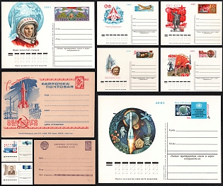 1973-82 Yuri Gagarin and Intercosmos Scientific Missions, Soviet Union, Space Exploration, Group of Postal Stationery Postcards