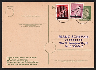 1945 6Pf + 12Pf Austria on Postcard to Vienna