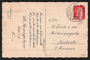 1944 (29 Jan) Ostland, German Occupation, Germany, Picture Postcard to Meirānu pagastā (Latvia) franked with 12 Pf