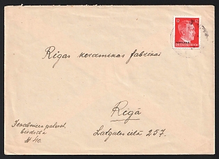 1942 Ostland, German Occupation, Germany, Cover from Riga to the Riga Ceramic Factory franked with 12Pf