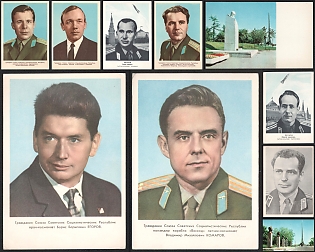 1961-69 Cosmonaut Portraits, Alley of Cosmonauts and Monuments, Soviet Union, Space Exploration, Group of Picture Postcards
