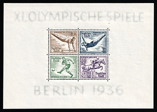 1936 Third Reich, Germany, Souvenir Sheet