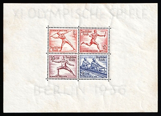 1936 Third Reich, Germany, Souvenir Sheet
