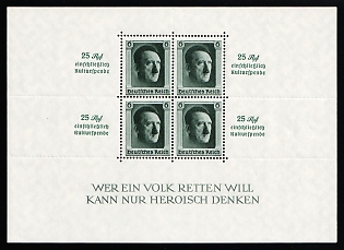 1937 Third Reich, Germany, Souvenir Sheet, Signed