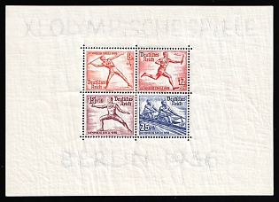 1936 Third Reich, Germany, Souvenir Sheet