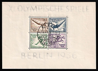 1936 (19 Aug) 'Olympic Games in Berlin. Kiel, Segeln', Third Reich, Germany, Souvenir Sheet, Commemorative Postmark