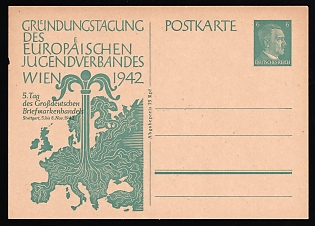 1942 Third Reich, Germany, 6pf Postal Stationery Postcard, European Youth Association Conference in Vienna