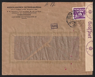 1941 (9 Mar) Netherlands, German Occupation, Cover from Grevenhage to Germany, German Resealing Tape and Red Censoship Postmark