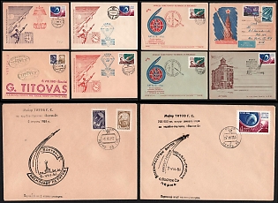 1961 Flight of the Spacecraft 'Vostok-2' with Pilot-Cosmonaut G. S. Titov on Board, Soviet Union, Space Exploration, Group of Commemorative Covers