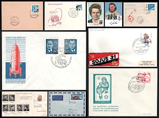 1961-78 Visits of Soviet Cosmonauts to East Germany, German Democratic Republic (GDR), Group of Commemorative FDC Covers and Postcards with Pictorial Cancellations