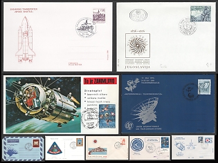1965-80 Space Shuttles, Tesla and Telecommunications in Yugoslavian Mail, Socialist Federal Republic of Yugoslavia, Group of Commemorative FDC Covers with Pictorial Cancellations