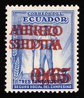 1938 0,65 on 3c Ecuador, DOUBLE Overprint