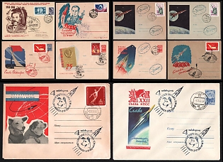 1961 Glory to October, Cosmonautus Gherman Titov, Belka and Strelka, Soviet Union, Space Exploration, Group of Commemorative Covers