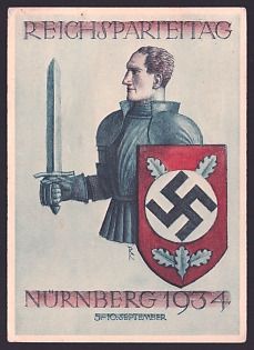 1934 'Nuremberg Reich Party Rally 1934', Military, Third Reich Nazi Propaganda Postcard