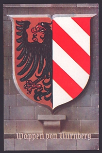 1942 'Coat of Arms of Nuremberg', German Eagle, Third Reich Nazi Propaganda Postcard