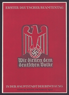 1937 'First German Civil Servants' Congress in the Capital of the Movement, October 18–24, 1937', German Eagle, Third Reich Nazi Propaganda Postcard