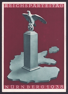 1938 'Nuremberg Reich Party Rally', German Eagle, Third Reich Nazi Propaganda Postcard