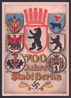 1937 '700 Years of the City of Berlin', Symbols, Third Reich Nazi Propaganda Postcard