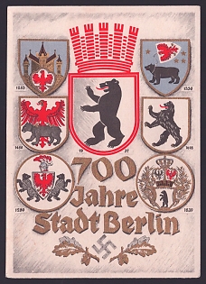 1937 '700 Years of the City of Berlin', Symbols, Third Reich Nazi Propaganda Postcard