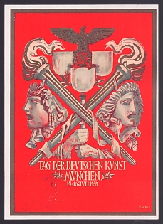 1939 'Day of German Art, Munich, July 14–16, 1939', Symbols, Third Reich Nazi Propaganda Postcard