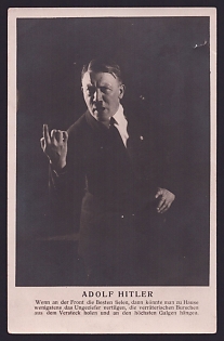 1933-1945 'Adolf Hitler. If the Best Were Falling at the Front, then at Home One Could at Least Exterminate the Vermin, Drag the Treacherous Fellows Out of Their Hiding Places, and Hang them from the Highest Gallows', Hitler, Third Reich Nazi Propaganda Postcard