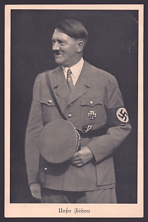 1938 'Our Fuhrer', Hitler, Third Reich Nazi Propaganda Postcard