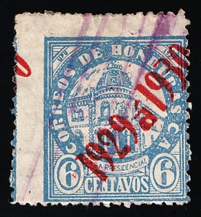 1929 6c Honduras, SHIFTED Perforation
