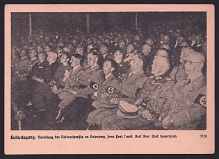 1933-1945 'Cultural Conference: Presentation of the National Prize to Rosenberg, Prof. Troost, Prof. Bier, Prof. Sauerbruch', Hitler and Personalities, Third Reich Nazi Propaganda Postcard