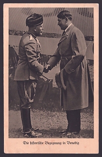 1937 'The Historic Meeting in Venice', Hitler and Personalities, Third Reich Nazi Propaganda Postcard