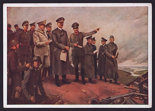 1933-1945 'Munich, House of German Art - Conrad Hommel: the Fuhrer in the Combat Zone', Hitler and People, Third Reich Nazi Propaganda Postcard