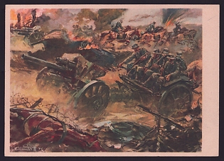 1933-1945 'Horse-Drawn Artillery in Combat', Infantry Wehrmacht, Army Military, Third Reich Nazi Propaganda Postcard