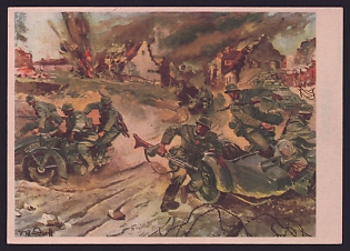 1933-1945 'Motorcycle Troops', Infantry Wehrmacht, Army Military, Third Reich Nazi Propaganda Postcard