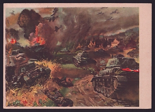 1933-1945 'Tanks and Stukas Attacking', Infantry Wehrmacht, Army Military, Third Reich Nazi Propaganda Postcard