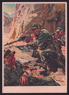 1933-1945 'Mountain Troops, Mg Nest', Infantry Wehrmacht, Army Military, Third Reich Nazi Propaganda Postcard