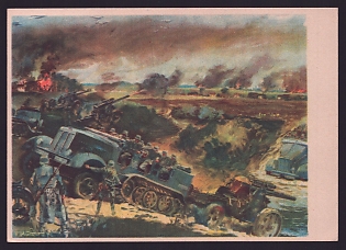 1933-1945 'Motorized Artillery in Combat', Infantry Wehrmacht, Army Military, Third Reich Nazi Propaganda Postcard