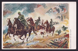 1933-1945 'Horse-Drawn Artillery after the Attack', Infantry Wehrmacht, Army Military, Third Reich Nazi Propaganda Postcard