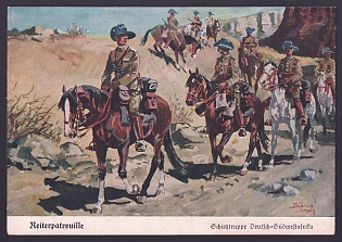 1933-1945 'Cavalry Patrol, (colonial Force) of German South-West Africa', Infantry Wehrmacht, Army Military, Third Reich Nazi Propaganda Postcard