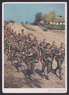 1933-1945 'Marching to the Front', Infantry Wehrmacht, Army Military, Third Reich Nazi Propaganda Postcard