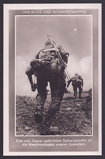 1933-1945 'Infantry Weapons: the Submachine Gun Used by Our Grenadiers is a Close-Combat Weapon Feared by the Enemy', Infantry Wehrmacht, Army Military, Third Reich Nazi Propaganda Postcard
