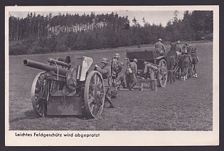 1939 'Light Field Gun Being Unlimbered', Infantry Wehrmacht, Army Military, Third Reich Nazi Propaganda Postcard