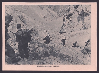 1933-1945 'Mountain Troops (Gebirgsjager) Descending', Infantry Wehrmacht, Army Military, Third Reich Nazi Propaganda Postcard
