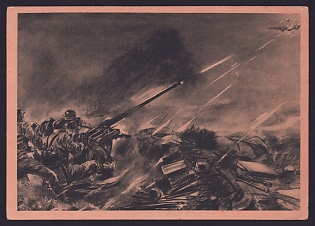 1933-1945 'Light Anti-Aircraft Gun Brings Down a British Combat Aircraft Attacking at Low Altitude', Infantry Wehrmacht, Army Military, Third Reich Nazi Propaganda Postcard