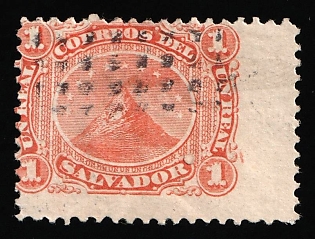 1873 1r El Salvador, SHIFTED Perforation, Margin
