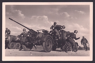 1933-1945 'German Wehrmacht: Alarm - Anti-Aircraft Gun Moving Into Position', Infantry Wehrmacht, Army Military, Third Reich Nazi Propaganda Postcard