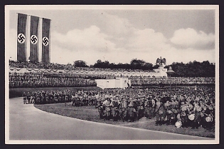 1944 'Nuremberg, City of the Reich Party Rallies', Military Parade, Gathering, Third Reich Nazi Propaganda Postcard