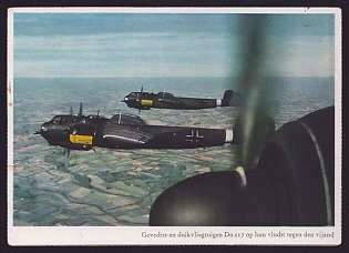 1933-1945 'Do 217 Combat and Dive-Bomber Aircraft Flying Against the Enemy', Aircraft Air Force Luftwaffe, Army Military, Third Reich Nazi Propaganda Postcard