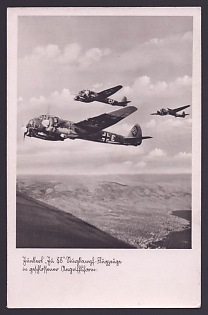 1933-1945 'Junkers Ju 88 Dive-Bombers in Tight Attack Formation', Aircraft Air Force Luftwaffe, Army Military, Third Reich Nazi Propaganda Postcard
