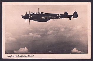 1933-1945 'Messerschmitt Me 110 Destroyer (Heavy Fighter)', Aircraft Air Force Luftwaffe, Army Military, Third Reich Nazi Propaganda Postcard