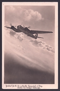 1933-1945 'Junkers Ju 88, the Most Modern Level and Dive-Bomber of the German Luftwaffe, Aircraft Air Force Luftwaffe, Army Military, Third Reich Nazi Propaganda Postcard