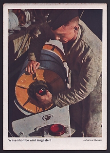 1933-1945 'Depth Charge Being Set', Navy Ships Deutsche Marine, Army Military, Third Reich Nazi Propaganda Postcard